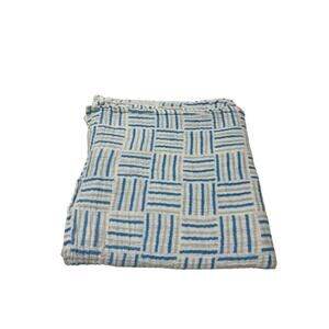 Aden & Anais Muslin Swaddle Baby Blanket Gray Blue Square Stripe Basket Weave